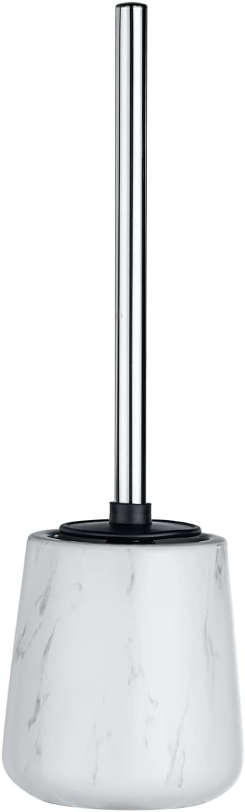 LEIGHTON DENNY Adrada Toilet Holder with Silicone Brush, Ceramic, White, 39 x 12 x 12 cm