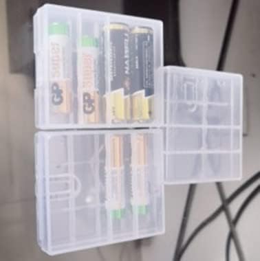 Fielect AAA/AA/C/D Battery Storage Case Holder Organizer Box Transparent