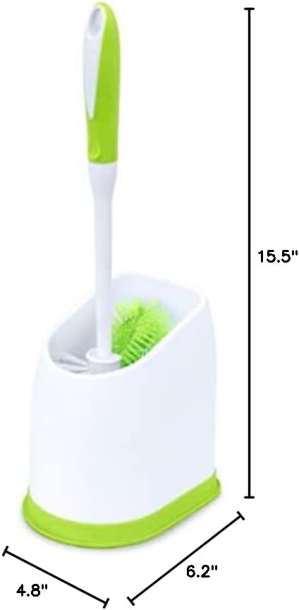 Pine-Sol Toilet Bowl Cleaner Brush with Holder | Heavy Duty Cleaning Wand with Under The Rim Scrubber, Non-Slip Handle, Storage Caddy | Bathroom Supplies, Yellow, Green