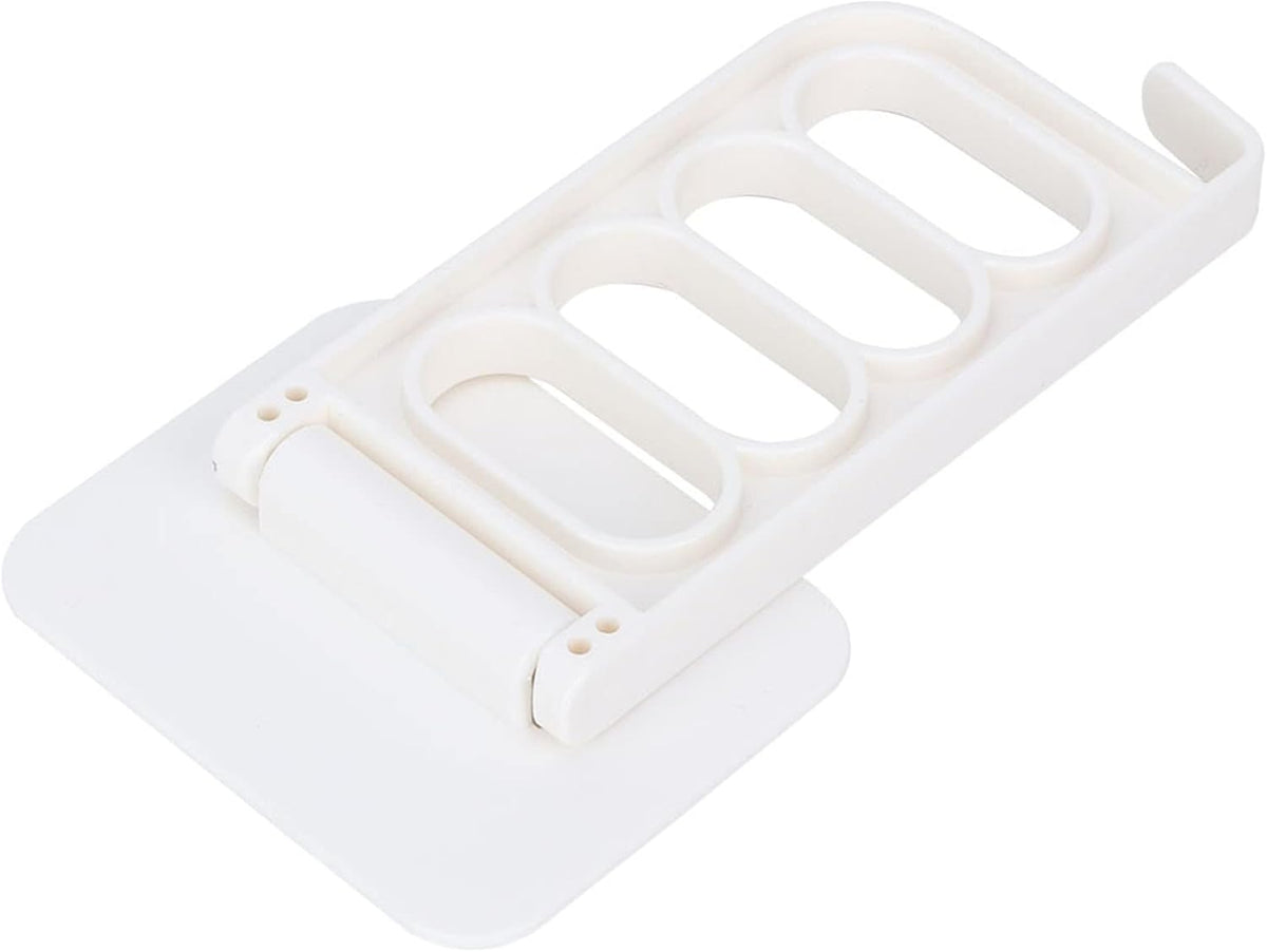 GOTOTOP Laundry Rack, PVC Wall Mounted Clothes Dryer Rack with Traceless Adhesive, 4 Hole Rotating Hanger, 5kg Load, Space Saving for Bathroom Closet Door Glass (Beige)