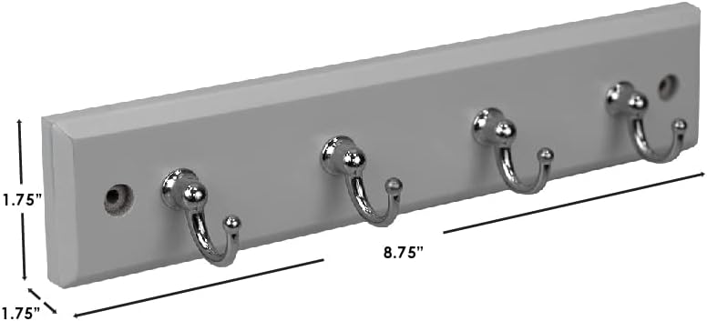 4 Hook Wall Mounted Key Rack by Home Basics | Engineered Cherry Wood Finish for Organizing Keys, Coats, and Accessories | Simple Design adds a Function Addition to Any entryway, Kitchen, or Hallway