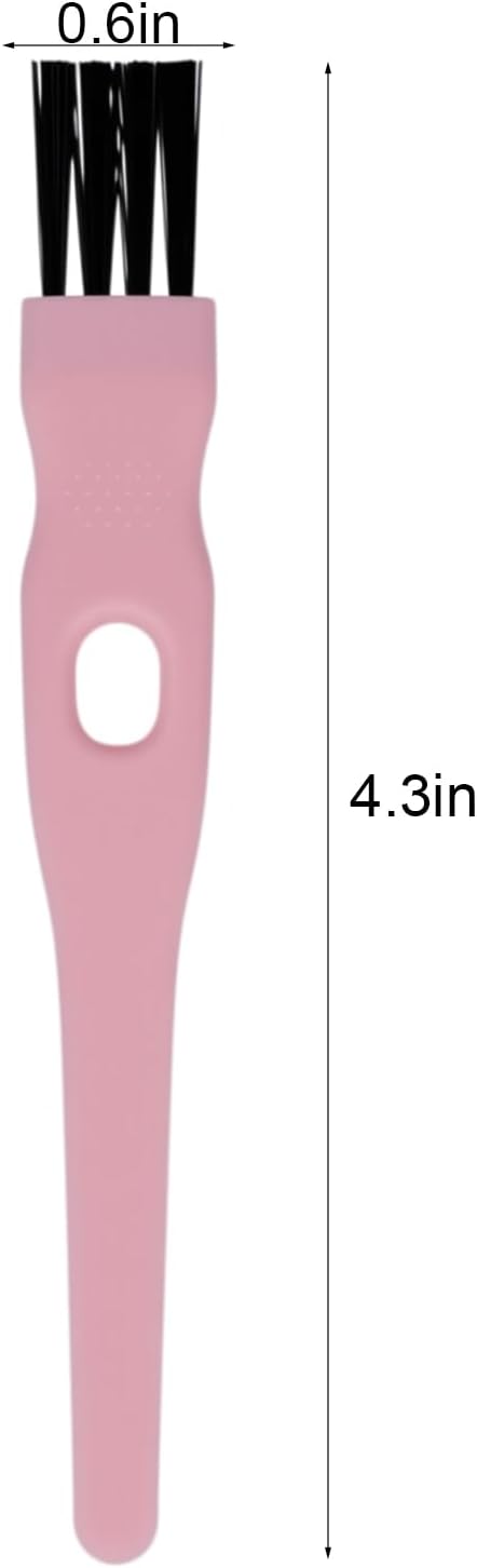 Mini Cleaning Brushes with Nylon Bristles – 6 Pack, 4.3" Long – Precision Detail Cleaner for Razor, Nose Hair Trimmer, Mug Lid, Mosquito Lamp, and Small Crevices – Pink Plastic Handle