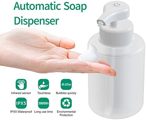 Foaming Automatic Soap Dispenser – Touchless Infrared Sensor, USB Rechargeable, 375ml Capacity, Blue, for Bathroom & Kitchen Countertops