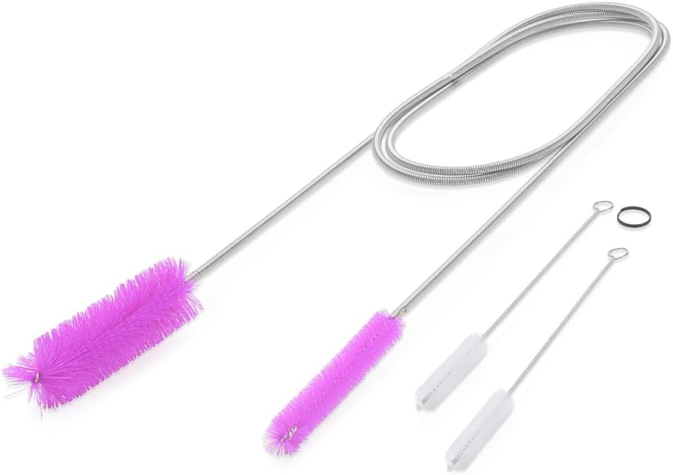 Flexible Drain Cleaning Brush (72" Long) for Drains, Bottles, Bathroom Sink, Bathtub, Shower, and Kitchen Sink, Heavy-Duty Double Ended Nylon with Elastic Hose, Bathroom Essentials, Black