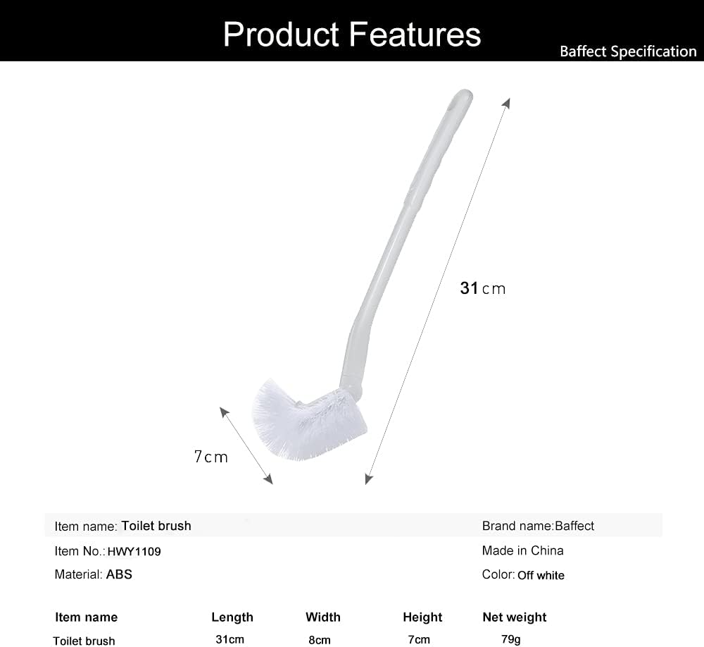 Baffect Curved Toilet Brush Plastic Long Antislip Grip Handle Toilet Cleaning Brushes Strong Decontamination Hanging Portable Toilet Bowl Brush Bathroom Accessories