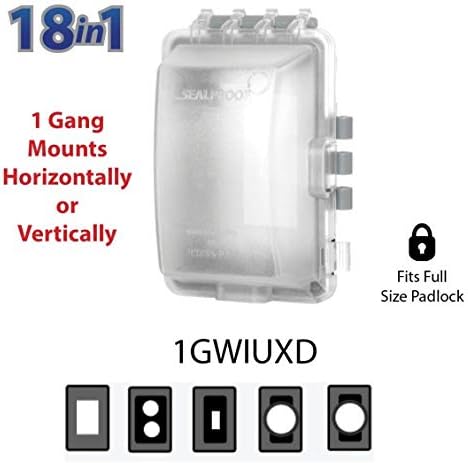 Sealproof 1-Gang Weatherproof In Use Outlet Cover | Horizontal/Vertical Outdoor Plug and Receptacle Protector, Lockable Bubble Cover, UL Extra Duty Compliant, 18 Configurations, Gray