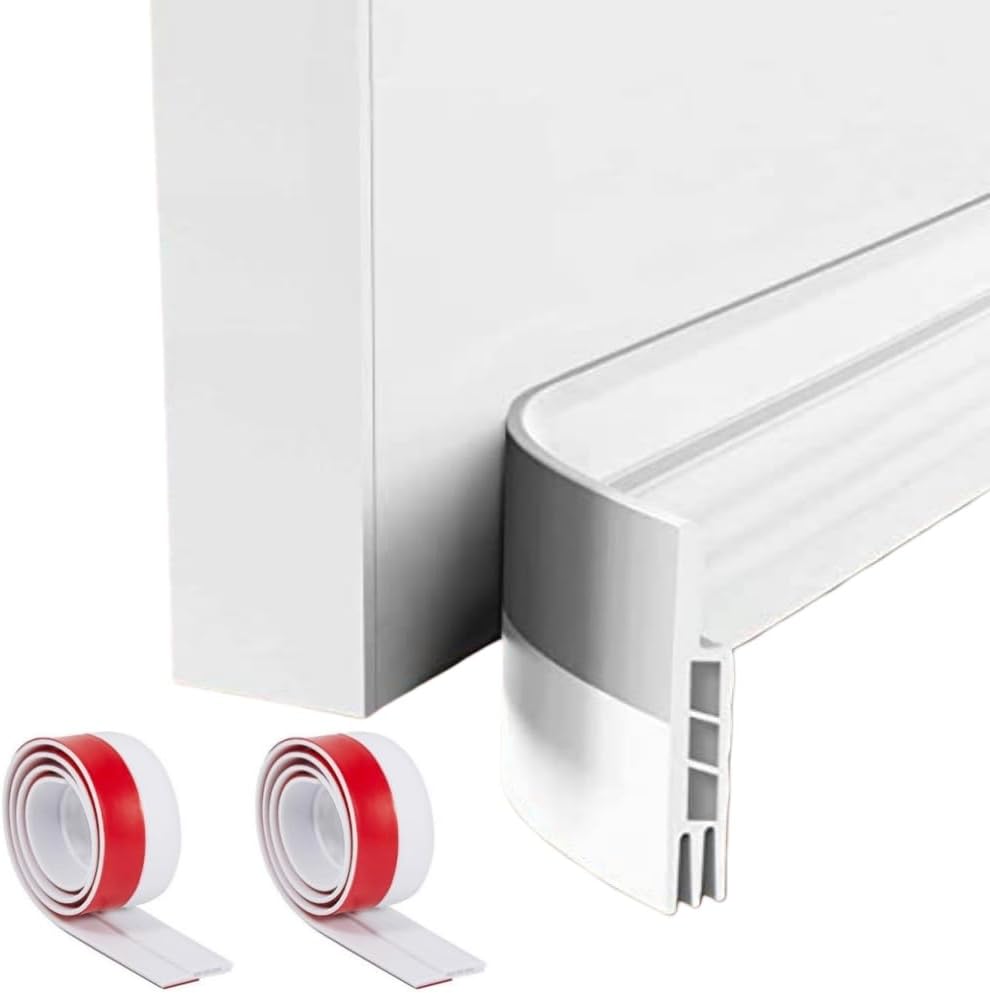 Premium Adjustable Door Draft Stopper - Under Door Sweep Weather Stripping with Strong Adhesive, Soundproof & Energy-Saving Seal for Exterior/Interior Doors, Cold Air & Noise Blocker