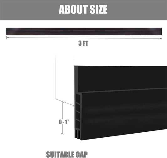 Suptikes 2 Pack Door Draft Stopper,Door Sweep for Exterior & Interior Doors,Door Bottom Seal Dust and Noise Insulation Weather Stripping Draft Guard Insulator, 2" W x 39" L, Black