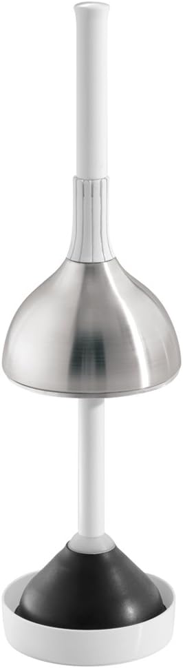 iDesign Slim Toilet Bowl Brush and Holder for Bathroom Storage - White/Brushed Stainless Steel, 1 x Toilet Brush | Bathroom Storage