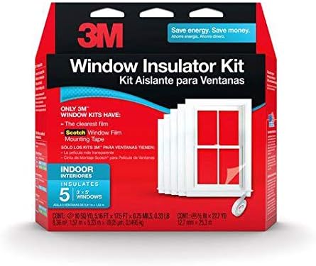 3M Indoor Window Insulation, Insulator Kit for 5 Windows 3ft x 5ft, Keeps Cold Air Out and Warm Air in, Includes Heat Shrink Window Film and Scotch Windows Film Mounting Tape (2141W-6)(Pack of 6)