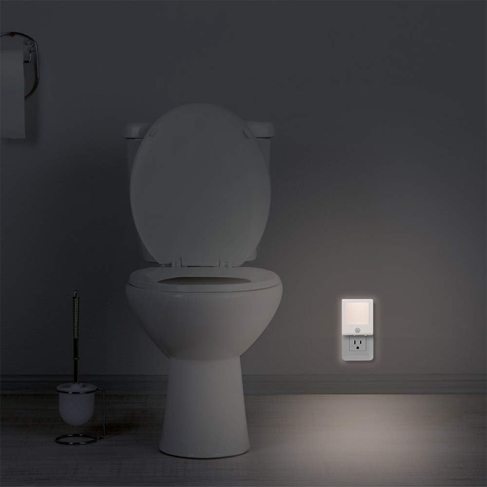 Vintar Motion Sensor Dimmable LED Night Light, Plug-in Nightlight with Auto Dusk to Dawn Sensor, Adjustable Brightness Warm White Lights for Hallway, Kids Room, Kitchen, Stairway, Bathroom