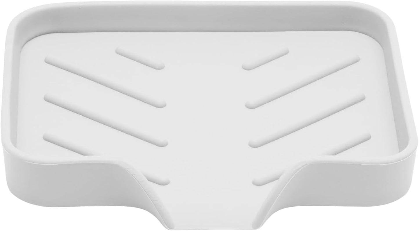 BokWin Silica Gel Soap Dish with Drain, Grey, 4.8x3.5 Inch | 1 Pack, Self Draining Soap Tray, For Shower, Bathroom and Kitchen, Sink Organizer, Bar Soap Holder
