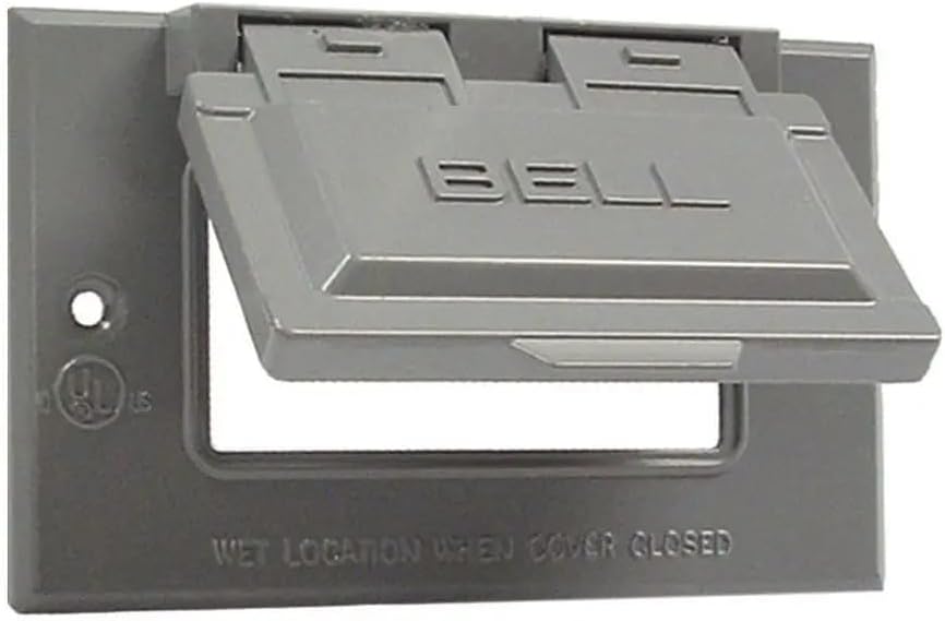BELL 1-Gang Gray Horizontal GFCI Weatherproof Electrical Outlet Cover 5101-0, Outdoor Outlet Cover for Electrical Box, Scratch-Resistant Aluminum Weatherproof Cover
