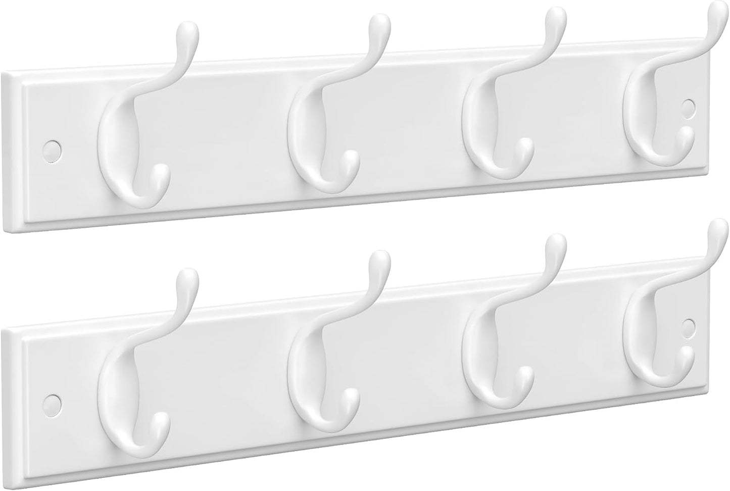 SONGMICS Wall-Mounted Coat Rack, Hook Rack, 4 Dual Metal Hooks, White | For Coats, Bags, Keys, in the Entryway, Bedroom, Living Room ULHR23WT