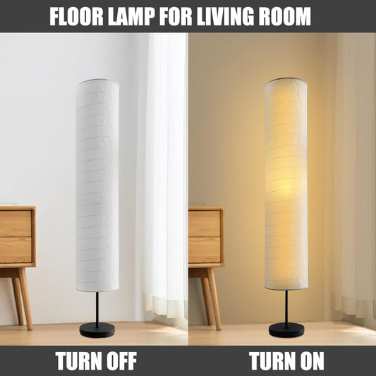 Paper Floor Lamp, Floor Lamps, Paper Standing Lamp, Room Decoration Festival Lantern Light for Bedroom Dresser Living Kids Room Dorm Coffee (White, 46inch)