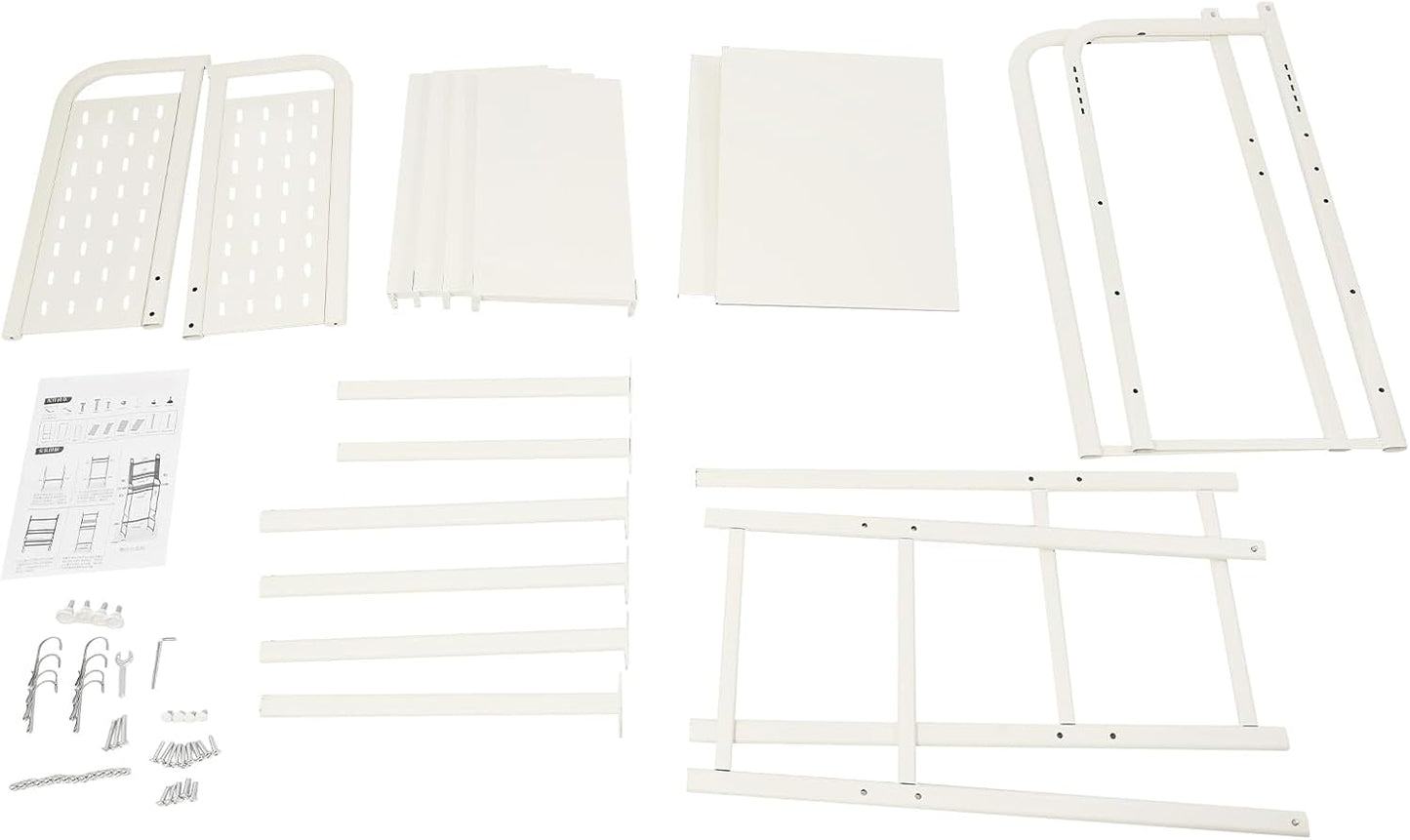 3-Tier Expandable Over Toilet Washing Machine Dryer Storage Utility Rack Bathroom Organizer Rack Laundry Room Storage and Organizer Standing Shelf Space Saving