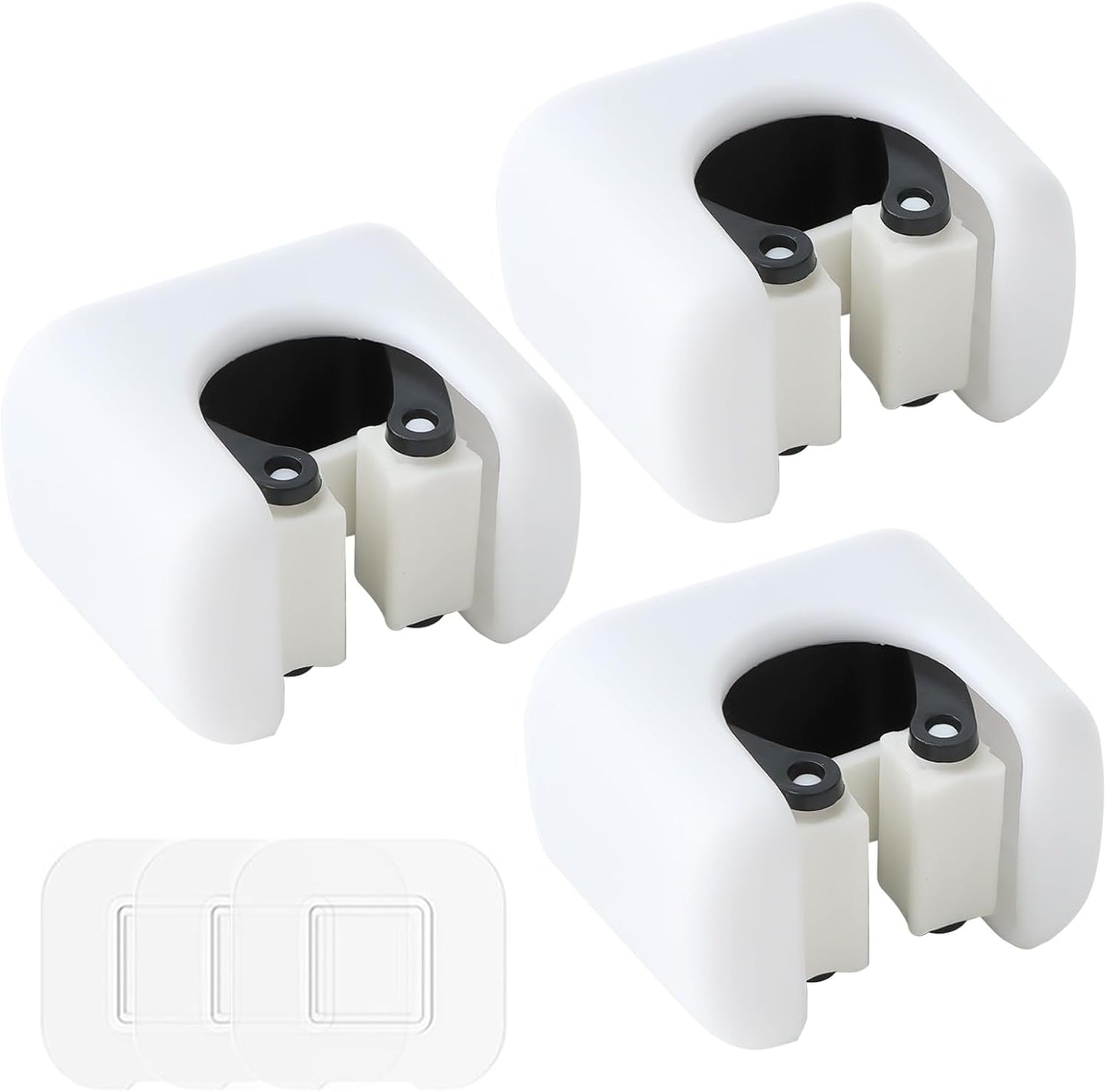 3 Pcs Self-Adhesive Broom Holder | Wall Mount Mop Organizer,Cleaning Supplies Hanger Rack for Bathroom Kitchen Garage Garden,Durable&Water-Resistant
