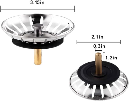 Kitchen Sink Basket Strainer Replacement for US Standard Drains (3.15 Inch), Premium 304 Stainless Steel Body ,1 Pack