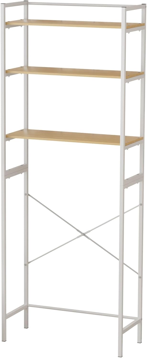 Medium Over Washer and Dryer Shelves 3-Tier Bathroom Storage Shelf Washing Machine Storage Utility Rack Laundry Room Organizer Standing Shelf Carbon Steel White