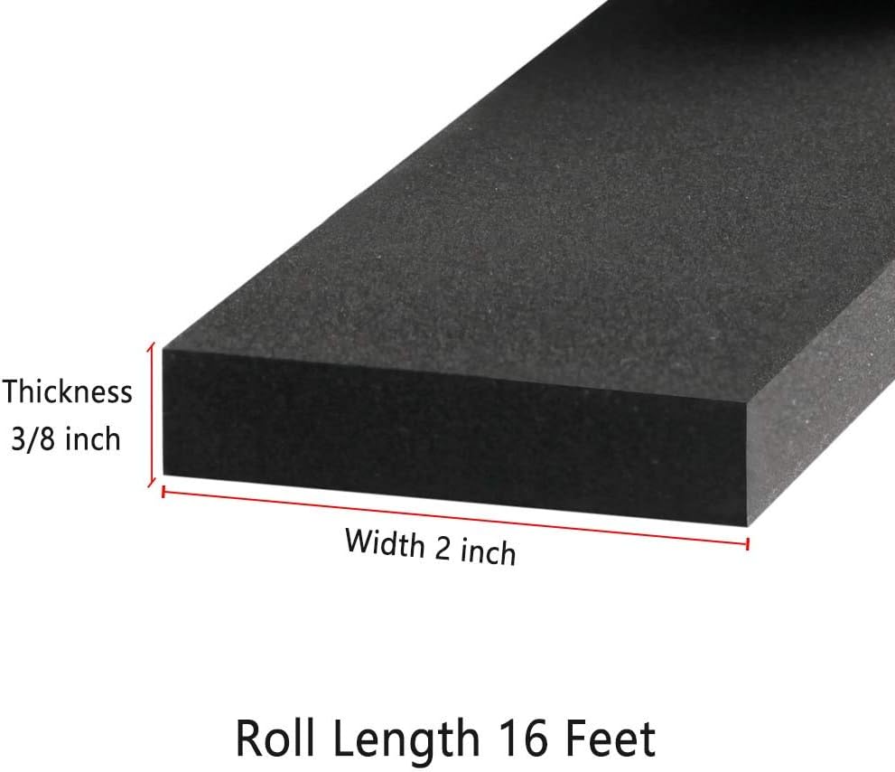 Neoprene Weather Stripping -2" W x 1/8" T- Self Adhesive Foam Rubber Seal Strip Tape for Sliding Door Window Insulation