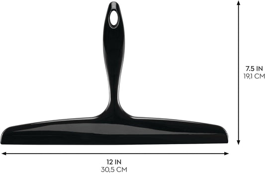iDesign Plastic Bath Squeegee for Glass with Suction Hook Holder – 12", Clear