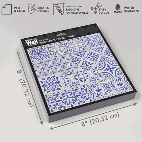 Main Street – 24-Pack of 8 x8 Peel and Stick Backsplash Wallpaper Tiles – Removable Self Adhesive Wall Tile for Kitchen, Renter-Friendly for Your Home and DIY Projects (Patina Copper)