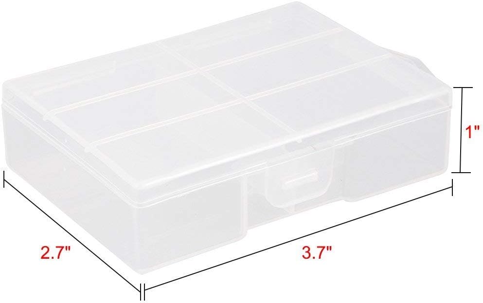 AA Battery Storage Box Organizer Holder Clear Plastic Case Container Portable-Holds 24xAA Batteries(2Pcs)