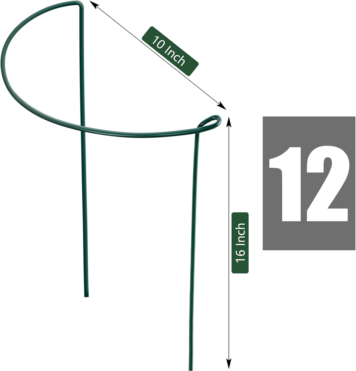 FEED GARDEN 8 Pack Peony Cages and Supports, Plant Support Stakes for Outdoor & Indoor Plants, 10" W x 16" H Half Round Garden Plant Support Rings for Peonies, Hydrangeas, Roses, Dahlias