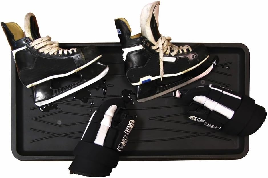 iCustomRug Heavy-Duty Multi-Purpose Indoor Boot/Shoe Tray w/Lip Boot Drying Pet Bowl Kitchen Garage Entryway Mud Room 4 Styles and Sizes 15" X 30" in Black