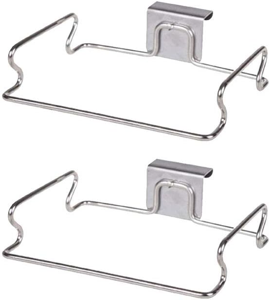 Hanging Garbage Bags Storage Organizer Rack Stainless Steel Trash Bag Holder Towel Gloves Hanger for Kitchen Cabinet Cupboard Drawer Back Door Hangers