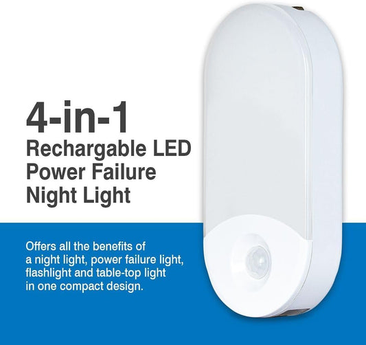 Camelion 3-Pack 4-in-1 Plug-in Power Failure Night Light,Motion and Light Sensor, Rechargeable Emergency Flashlight, Power Outage Light, Great for Emergency Preparedness, Hurricanes and Survival Kits