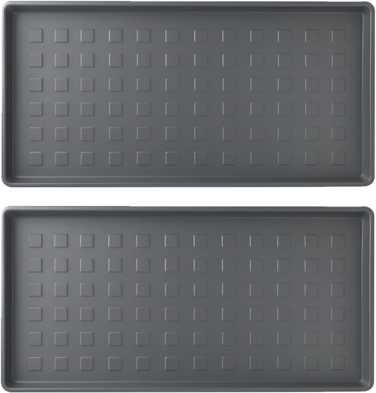 2 Pack Large Waterproof Plastic Boot Trays – Durable Multi-Purpose Shoe Mats for Entryway, Pet Food and Water Spill Protection, Indoor Outdoor Utility Tray for Garden, Garage, Mudroom (28"x14")