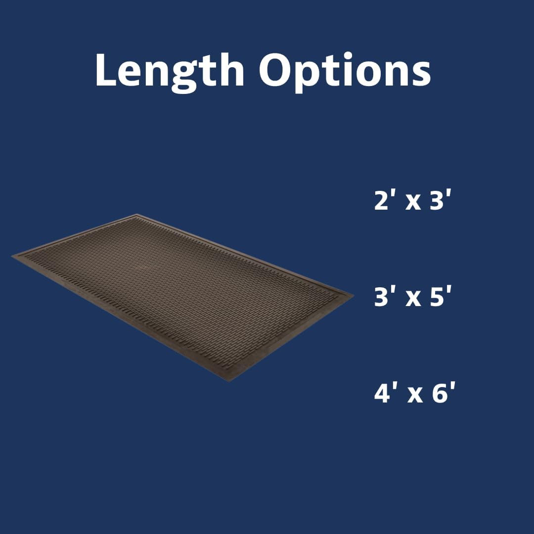 Notrax 340 Soil Guard™ Rubber Scraper Entrance Mat, Outdoor Natural Rubber Doormat for Indoor or Outdoor Heavy-Duty Use, Beveled Edges, 2' x 3', Black, 340S0023BL
