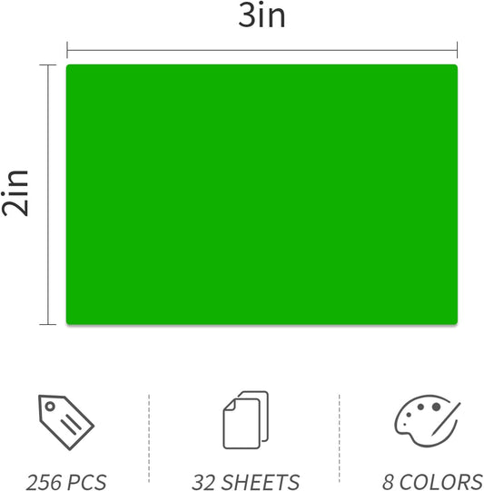 Ououstate Removable Colored Labels Stickers 3" x 2" Moving Stickers Labels for Packing Boxes Large Color Coding Labels 256 Pack (Colorful)