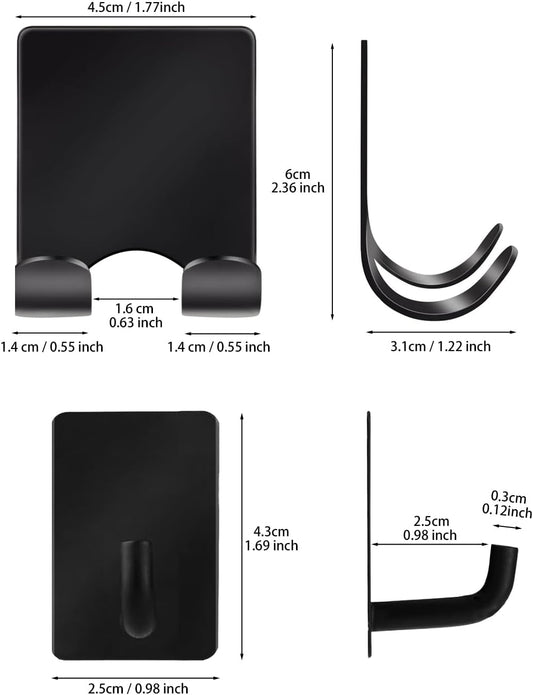 2 Razor Holder for Shower and 3 Adhesive Hooks with Removable Strips,Towel Hooks for Hanging,Wall Hooks for bathrooms,Removable Damage-Free Metal Shaver Holder,for Stockings,Decor,Robe