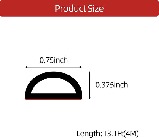 White Foam Rubber Seal Strip, Self-Adhesive D Shape EPDM Rubber Weather Stripping for RV, Boat, Auto, Truck, Marine, Garage Doors/Window and More, W:3/4"; H:3/8",L:13Ft