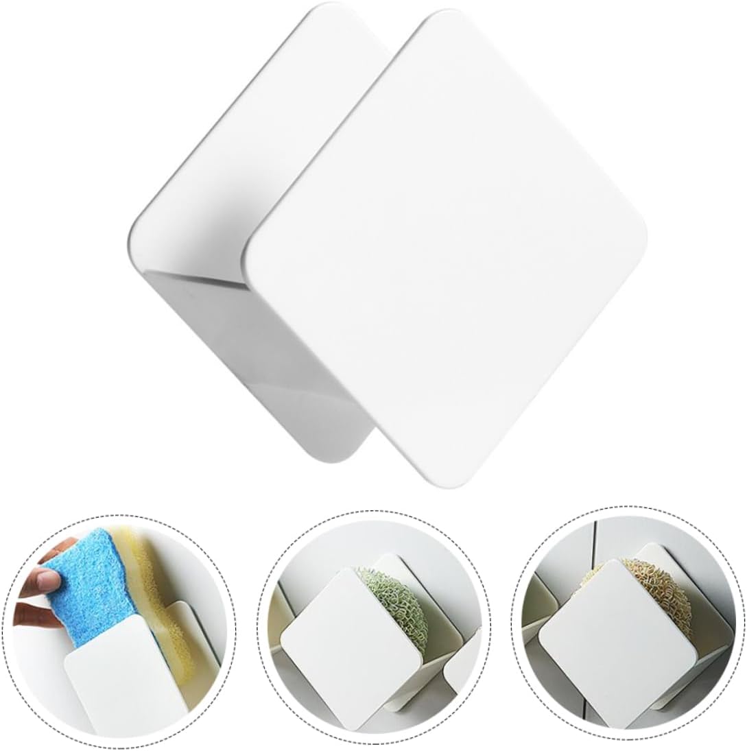 Luxshiny 2Pcs Sponge Holder Kitchen Sink Drain Rack Punch Wall Mounted Storage Organizer for Cleaning Cloths Sponges and Soap Quick Drying Design for Kitchen and Bathroom Use