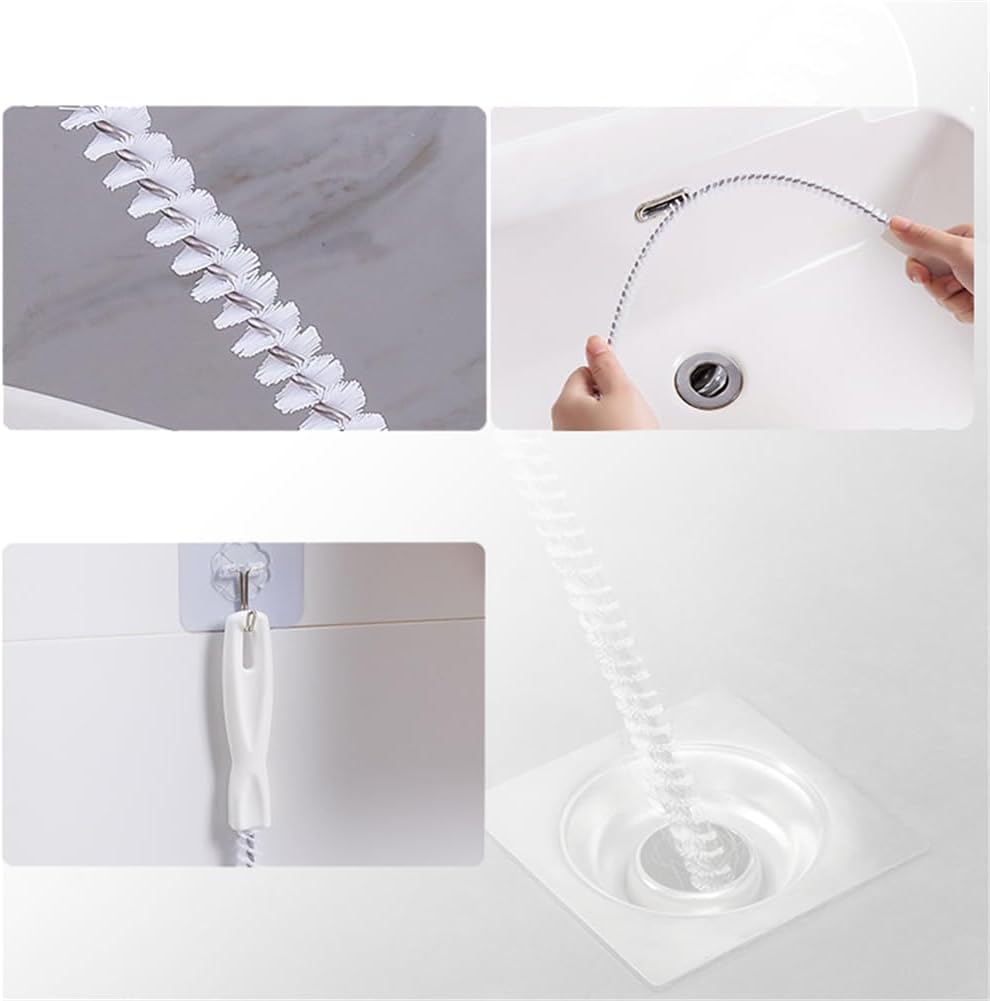 Sink Drain Overflow Cleaning Brush, Household Sewer Hair Catcher, 17.8 inch, White