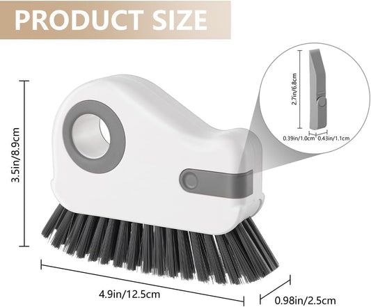2 in 1 Groove Cleaning Brush, Window Track Cleaner Brush with Hidden Scraper, Crevice Cleaning Brush for Sliding Door Track, Window Sill, Narrow Gaps, Kitchen & Bathroom Cleaning Tool (Orange)