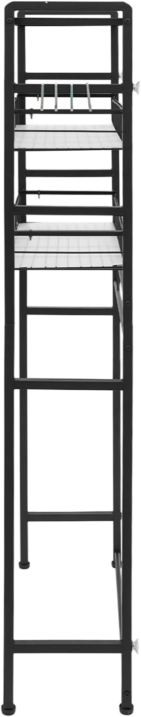 Laundry Room Over Washer Shelf, Carbon Steel, 3 Tiers, Black | Open Design Laundry Room Storage and Organizer Standing Shelf for Drum Washing Machines