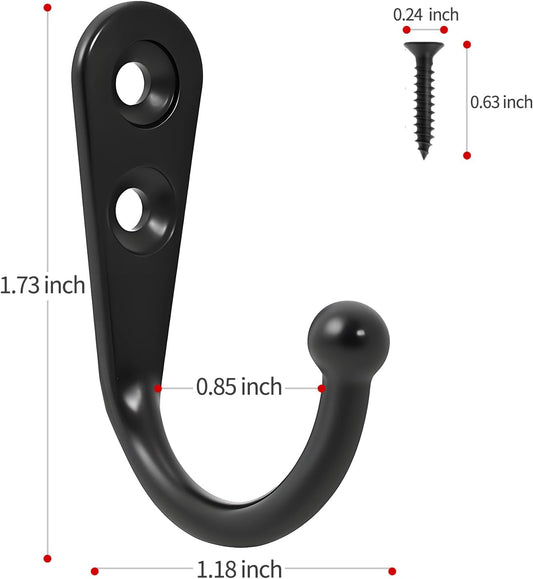 20 Pcs Key Hooks Coat Hooks for Hanging, Key Holder, Wall Mount Hook with Stainless Steel Screws, Command Hooks Utility Hangers for Key, Hat, Cup, Coat, Picture (White)