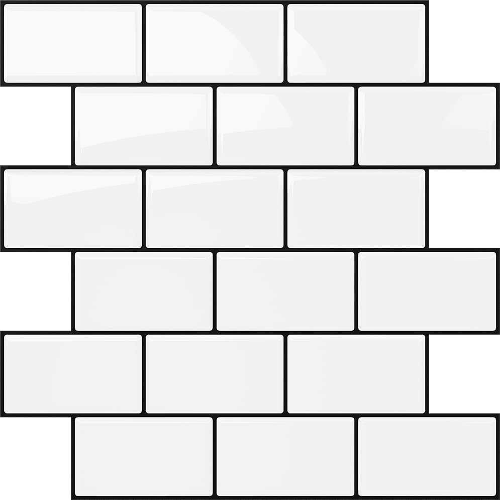 Yoillione Peel and Stick Backsplash for Kitchen: Self Adhesive Wall Tiles for Bathroom - Vinyl Thick Back Splash Tile (10, Light Coffee)