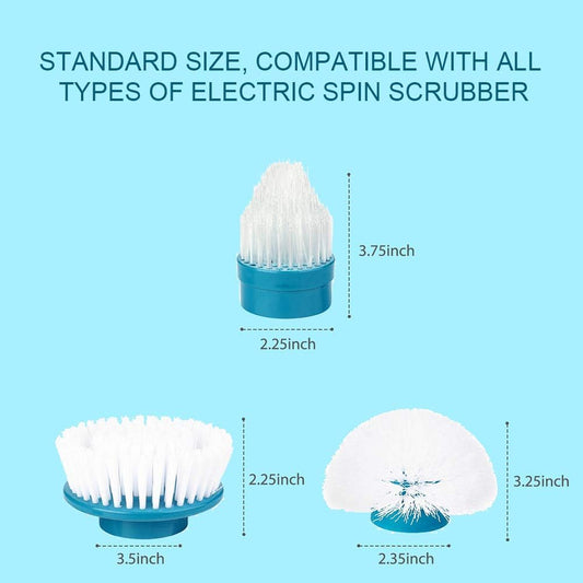 Replacement Brush Heads for Hurricane Spin Scrubber with Multi-Function Set of 3(Flat,Dome,Corner) and Adapter for Bathroom, Floor, Wall and Kitchen