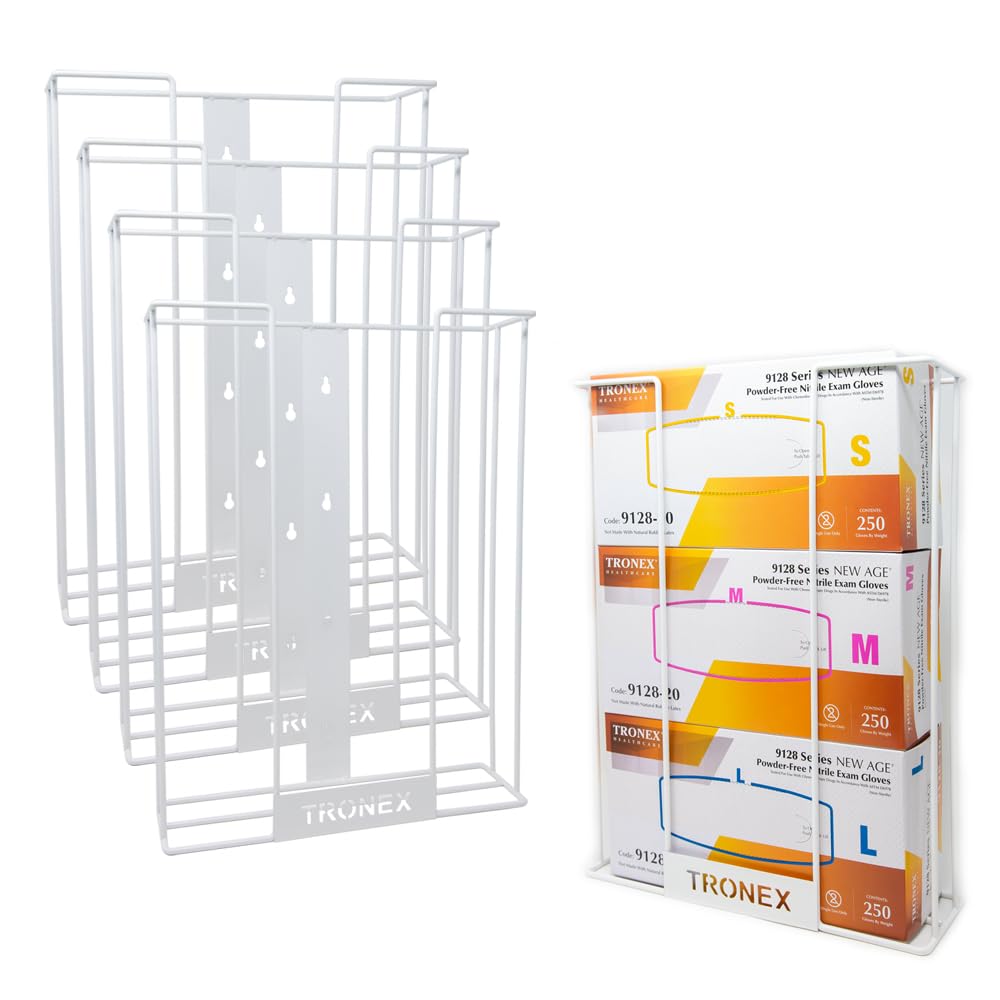 TRONEX Triple Wall Mount Glove Dispenser Racks 3 Wire Glove Rack Holder for Disposable Gloves and Napkins Durable Metal Organizer for the Healthcare Industry (1)