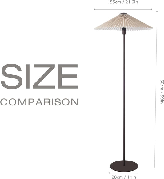 KUNJOULAM Pleated Floor Lamp, Pole Floor Lamps, Simple Design Tall Lamp with Fabric Lampshade, Standing Lamp for Living Room, Bedroom, Office, Home (Brown)