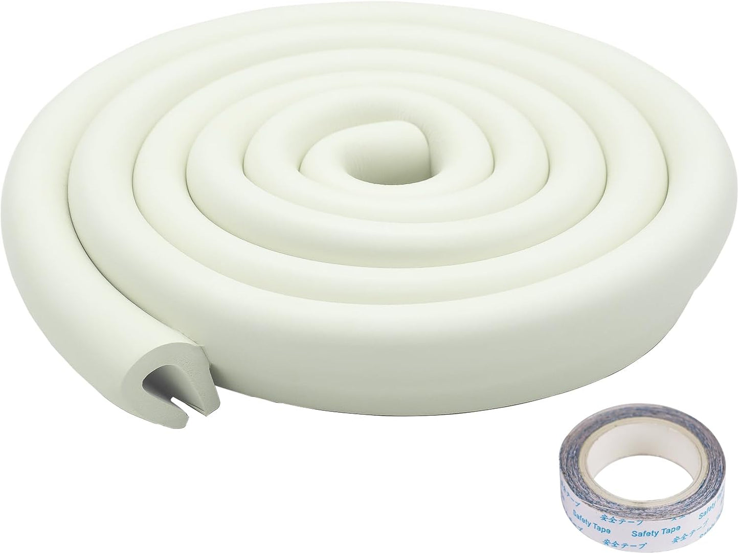 U Shape Foam Table Edge Protector for Baby,6.5 Ft/2m,Milky White | Foam Baby Proofing Safety Bumper Guard Strip, Corner Protectors For Kids, Suitable For Furniture Fireplace Desk
