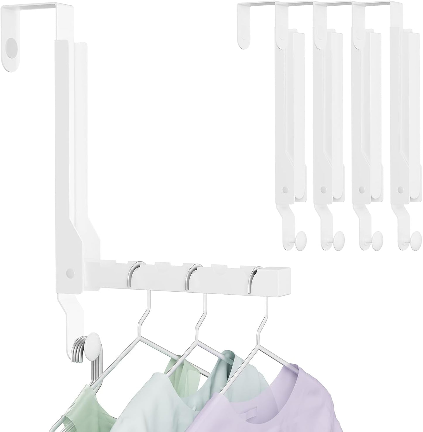 2 Pack Over The Door Hanger Folding Clothes Drying Rack, Folding Hanging Coat Rack for Indoor Laundry Room Compact Small Space Foldable Portable Clothing Hanger Hook Collapsible (Wihte-2(Upgraded))
