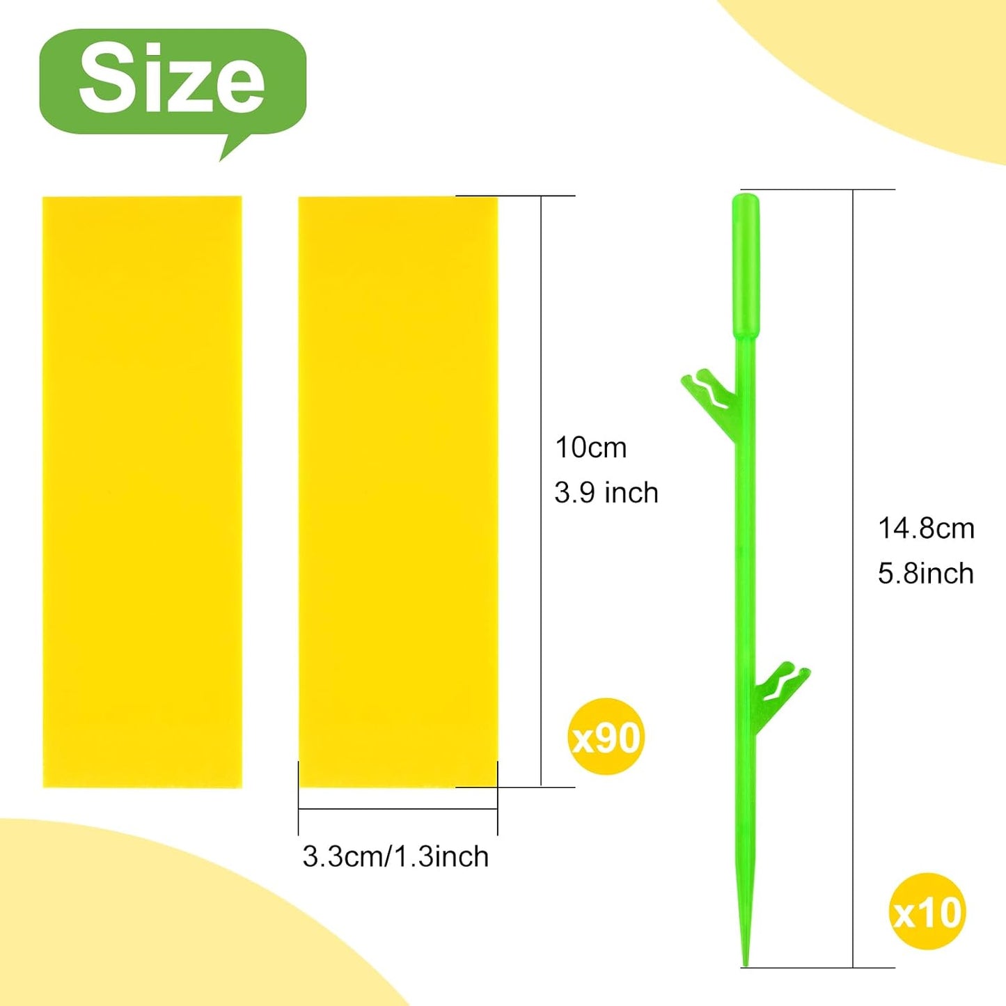 Fruit Fly Traps, 100 Pack Yellow Sticky Traps, Fungus Gnat Traps, Plant Fly Stickers for Indoor and Outdoor Use Protect The Plant