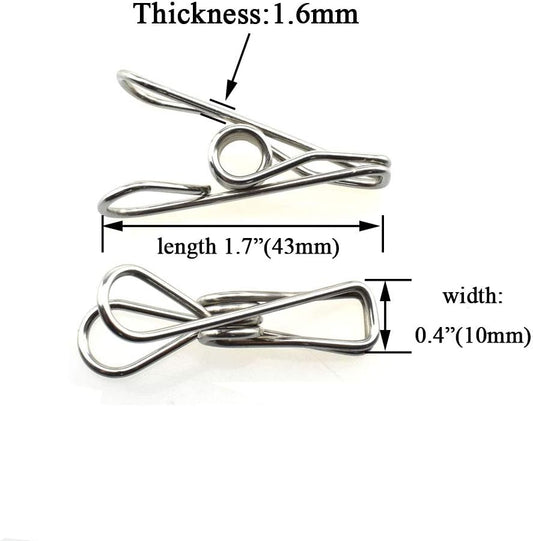 HAHIYO Clothespins Chip Clips All Metal Stainless Steel No Rust Stains Strong Grip in Heavy Wind 2 Inches 24 Pack Do Not Fall Apart Open Wide for Holding Clothes Snack Bag Clamps