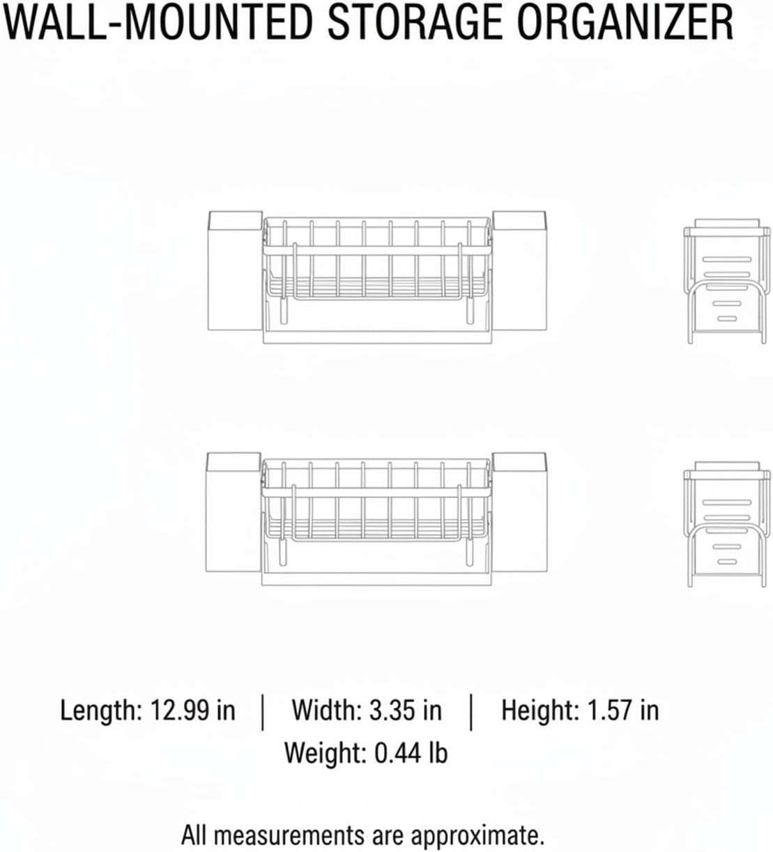 Wall-Mounted Storage Organizer for Kitchen Utensils, Compact Organizer with Chopstick Holder and Hanging Rod, PP Plastic, 13 x 3.3 x 1.6 Inches (1 PC)